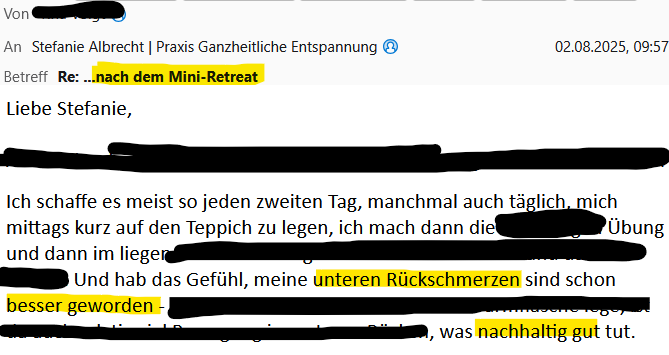 Ich hatte währenddessen überhaupt keine Gedanken im Kopf und konnte mal so richtig runterkommen