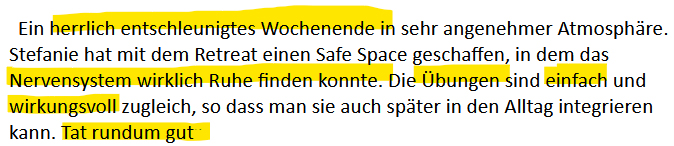 Ich fühle mich seit langem wieder viel befreiter